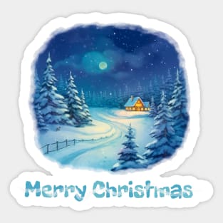 Winter landscape  Christmas w Sticker